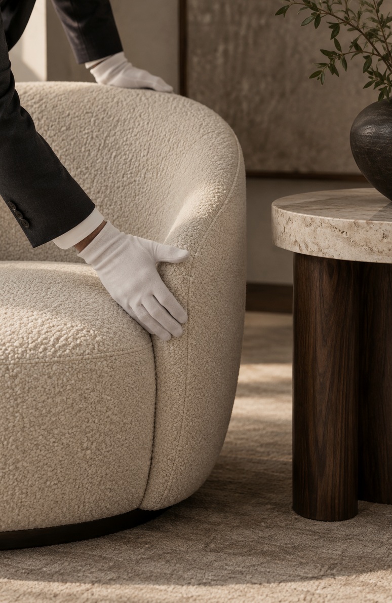 Furniture being carefully handled during white-glove delivery
